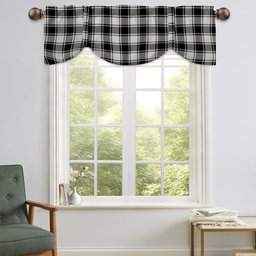 ScotsTee Shop Scottish McFie Black & White Ancient Tartan Tie Up Valance Curtain