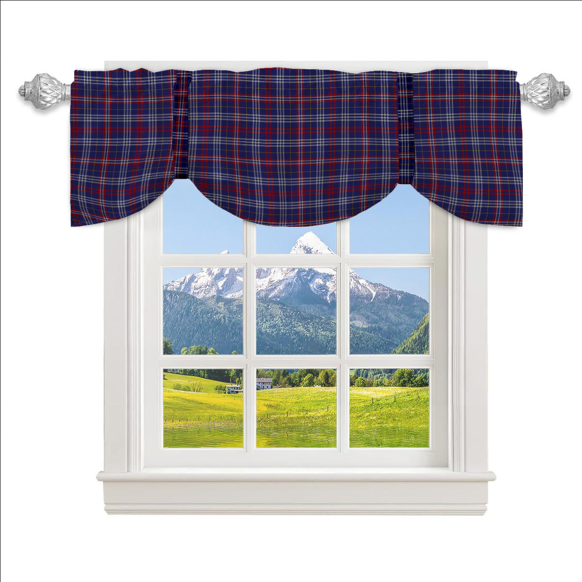 ScotsTee Shop Scottish Parker USA Tartan Tie Up Valance Curtain