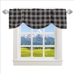 ScotsTee Shop Scottish MacPherson of Cluny Black and White Tartan Tie Up Valance Curtain