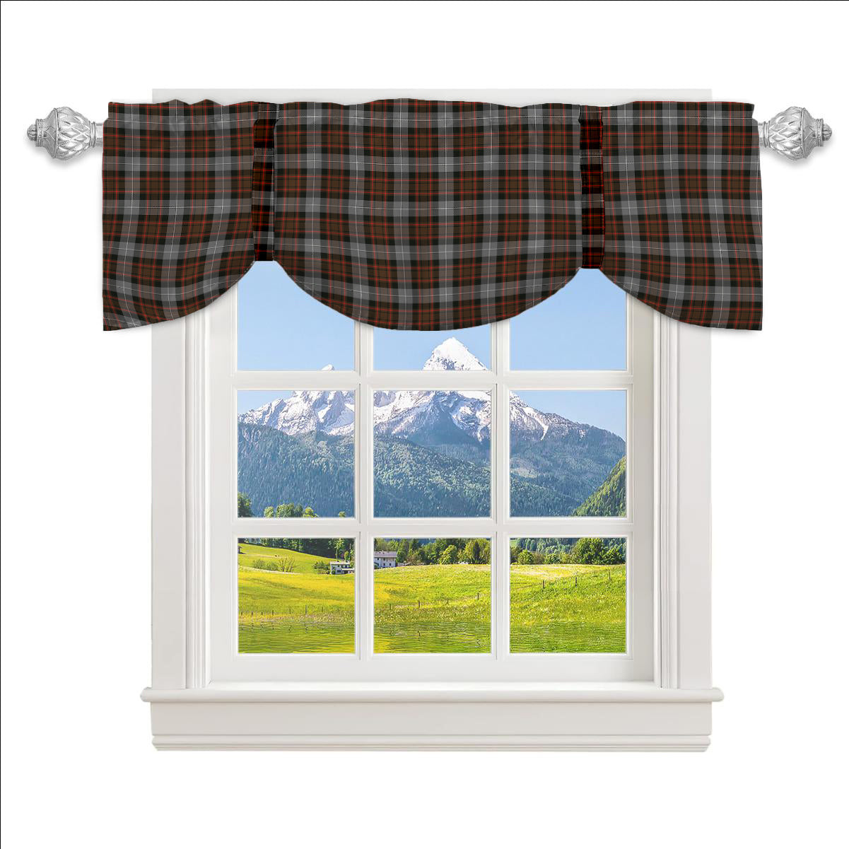 ScotsTee Shop Scottish McRae Hunting Weathered Tartan Tie Up Valance Curtain