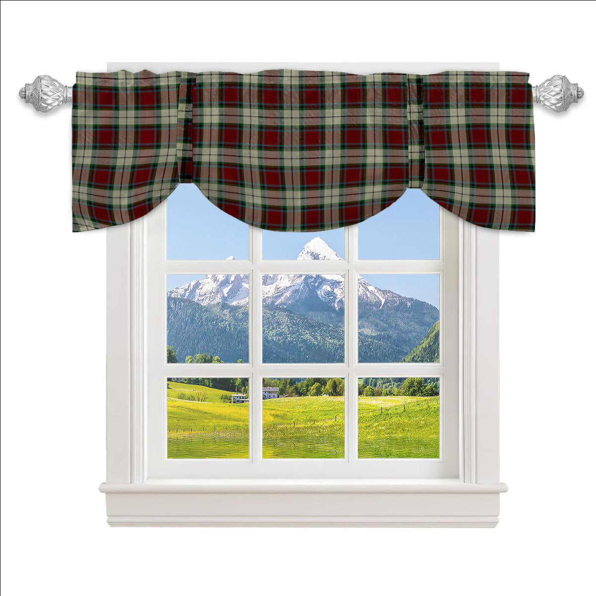 ScotsTee Shop Scottish Rose White Dress Tartan Tie Up Valance Curtain