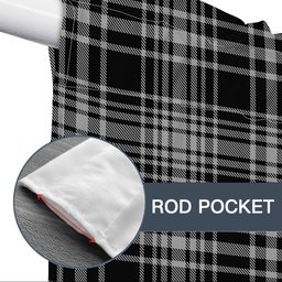ScotsTee Shop Scottish MacLean Black and White Tartan Tie Up Valance Curtain