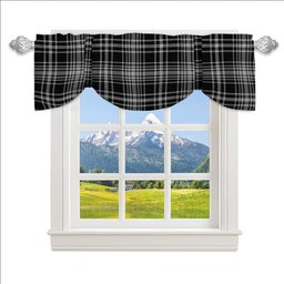 ScotsTee Shop Scottish MacLean Black and White Tartan Tie Up Valance Curtain