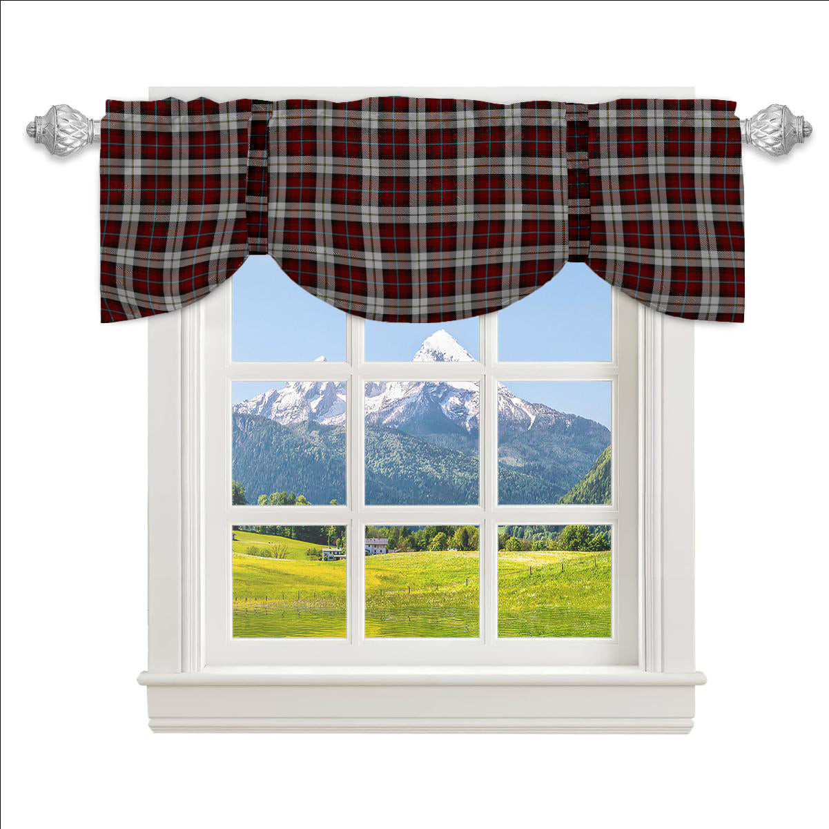 ScotsTee Shop Scottish McCandlish Arisaid Red Tartan Tie Up Valance Curtain