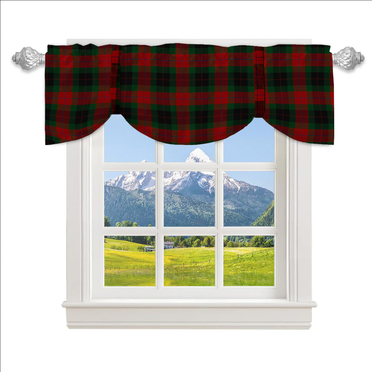 ScotsTee Shop Scottish Skene of Cromar Black Tartan Tie Up Valance Curtain