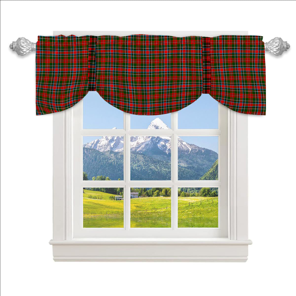 ScotsTee Shop Scottish Stewart Royal Modern Tartan Tie Up Valance Curtain