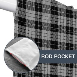 ScotsTee Shop Scottish McLeod Black and White Tartan Tie Up Valance Curtain