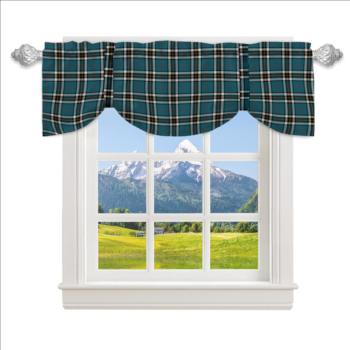 ScotsTee Shop Scottish Thomson Dress Blue Ancient Tartan Tie Up Valance Curtain