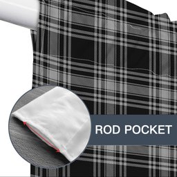 ScotsTee Shop Scottish Menzies Black and White Tartan Tie Up Valance Curtain