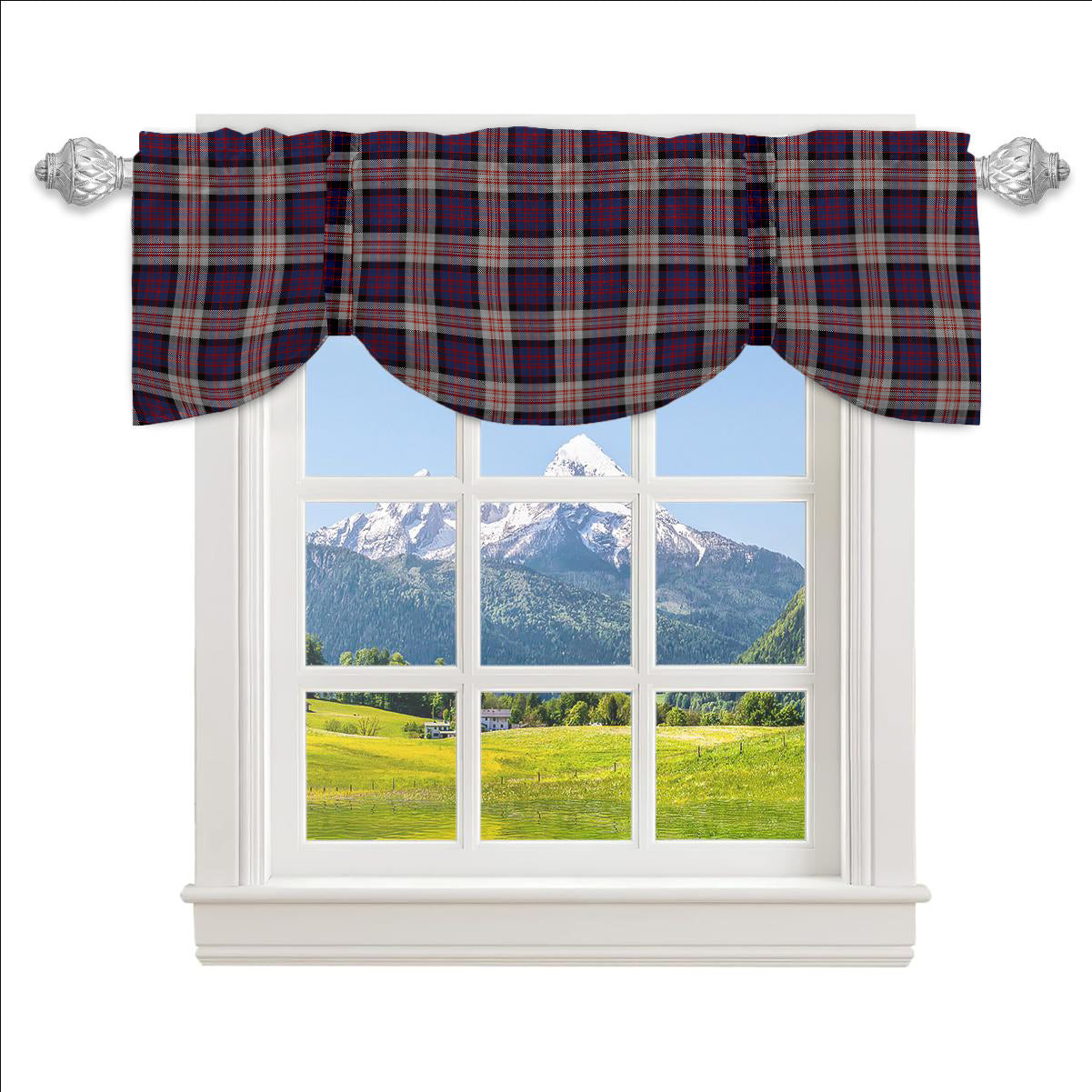 ScotsTee Shop Scottish MacDonald Pattern of Plaids Tartan Tie Up Valance Curtain