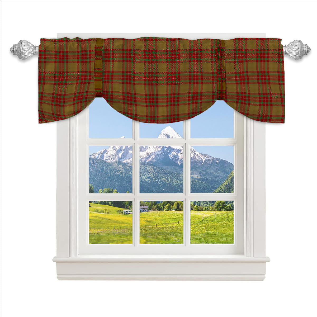 ScotsTee Shop Scottish MacBrair Hunting Tartan Tie Up Valance Curtain
