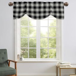 ScotsTee Shop Scottish MacFie Black & White Modern Tartan Tie Up Valance Curtain