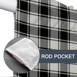 ScotsTee Shop Scottish MacFie Black & White Modern Tartan Tie Up Valance Curtain