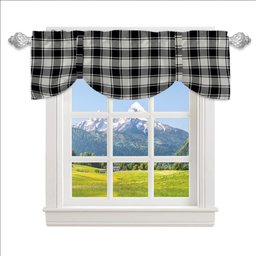 ScotsTee Shop Scottish MacFie Black & White Modern Tartan Tie Up Valance Curtain
