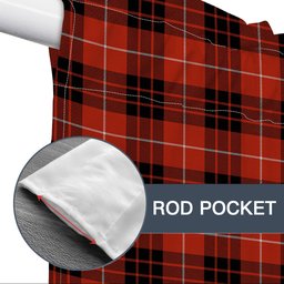 ScotsTee Shop Scottish Munro Black and Red Ancient Tartan Tie Up Valance Curtain