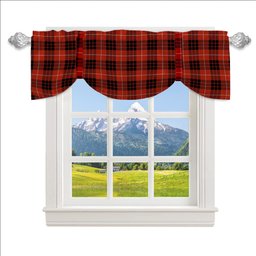 ScotsTee Shop Scottish Munro Black and Red Ancient Tartan Tie Up Valance Curtain