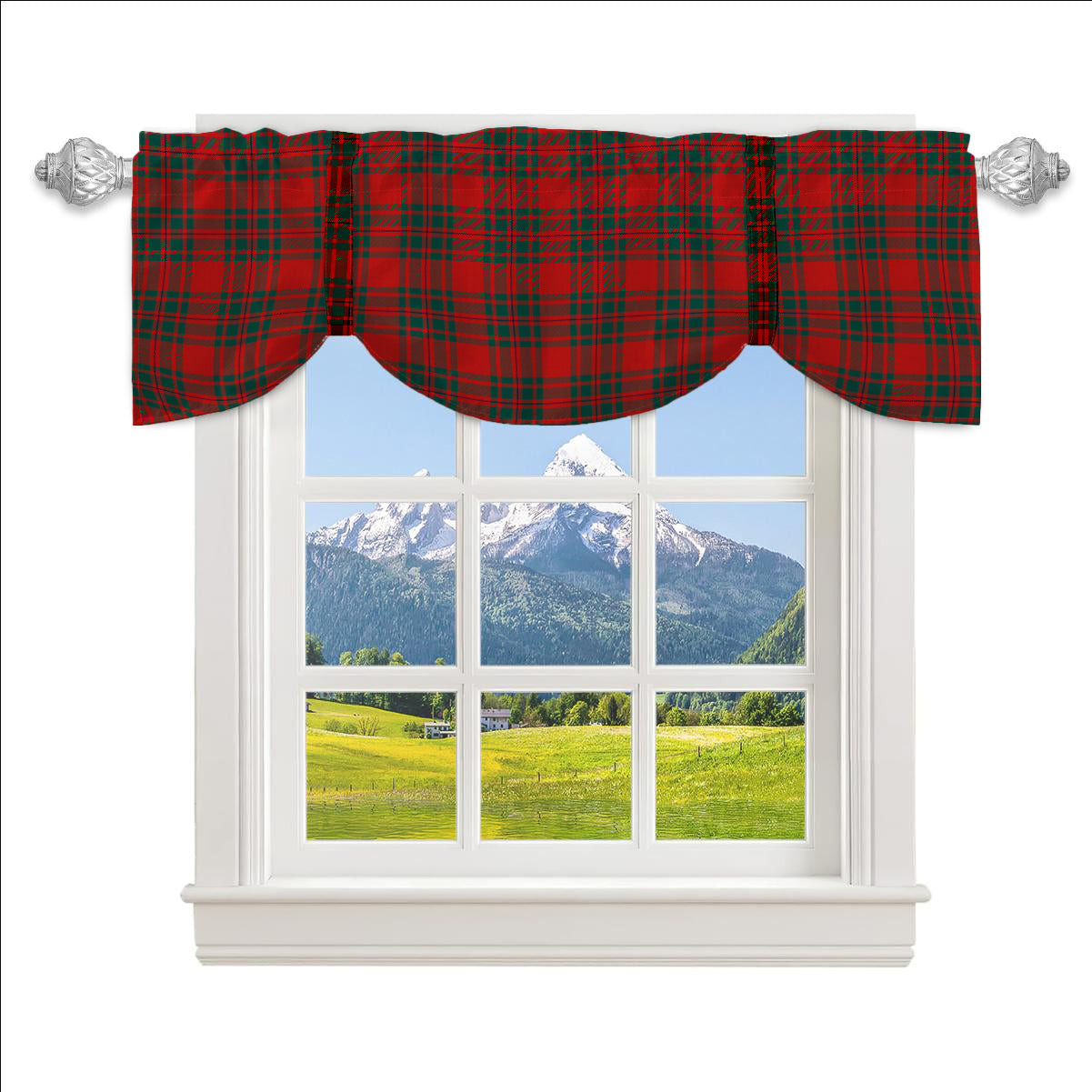 ScotsTee Shop Scottish MacIntosh Red Modern Tartan Tie Up Valance Curtain