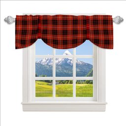 ScotsTee Shop Scottish Monroe Black and Red Ancient Tartan Tie Up Valance Curtain