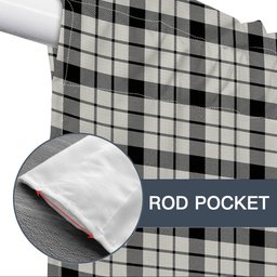 ScotsTee Shop Scottish McFarland Black White Modern Tartan Tie Up Valance Curtain
