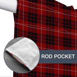 ScotsTee Shop Scottish Munro Black and Red Tartan Tie Up Valance Curtain