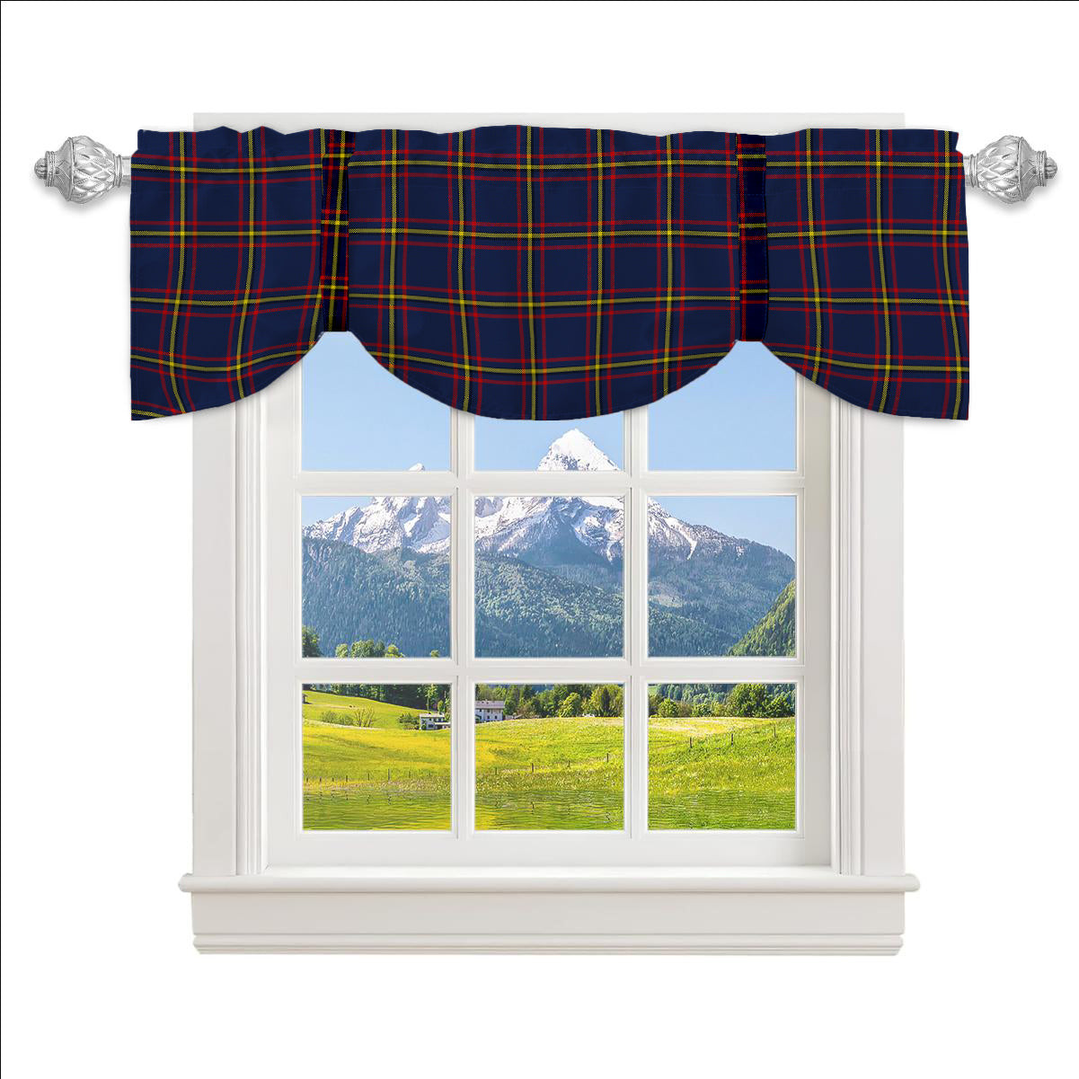 ScotsTee Shop Scottish MacLaine of Lochbuie Hunting Modern Tartan Tie Up Valance Curtain