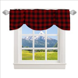 ScotsTee Shop Scottish McLeod Black and Red Tartan Tie Up Valance Curtain