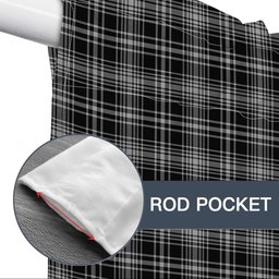 ScotsTee Shop Scottish McLean Black and White Tartan Tie Up Valance Curtain