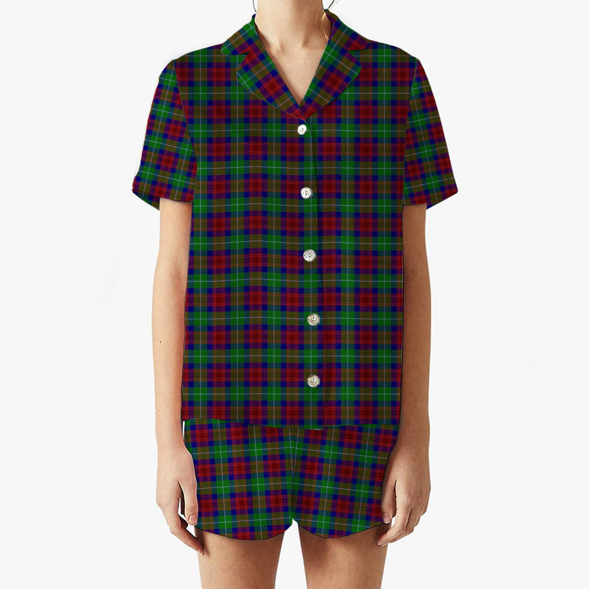 ScotsTee Shop Scottish Akins Women's Short Sleeve Short Set Tartan Pyjama Set