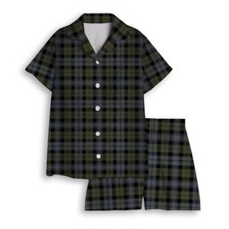 ScotsTee Shop Scottish Black Watch Large Sett Ancient Women's Short Sleeve Short Set Tartan Pyjama Set
