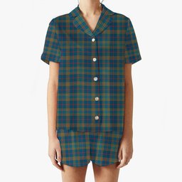 ScotsTee Shop Scottish Balfour Blue Ancient Women's Short Sleeve Short Set Tartan Pyjama Set