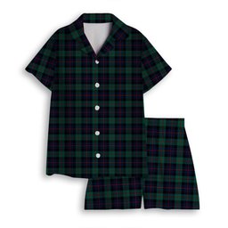ScotsTee Shop Scottish Black Watch Coarse Kilt Modern Women's Short Sleeve Short Set Tartan Pyjama Set