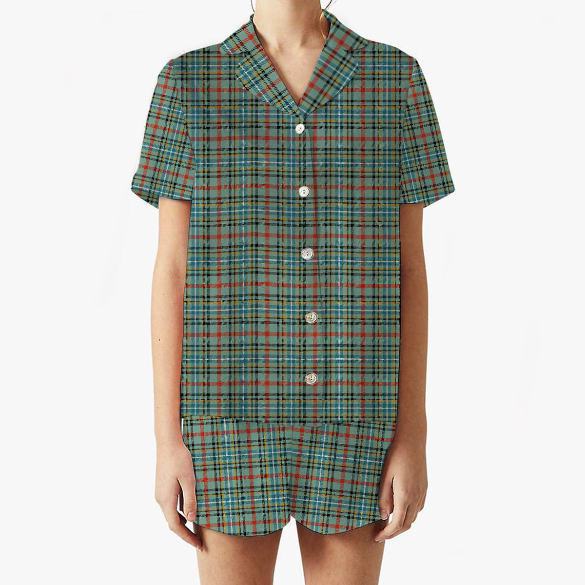 ScotsTee Shop Scottish Bisset Ancient Women's Short Sleeve Short Set Tartan Pyjama Set