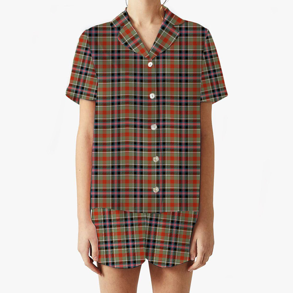 ScotsTee Shop Scottish Bruce of Kinnaird Ancient Women's Short Sleeve Short Set Tartan Pyjama Set
