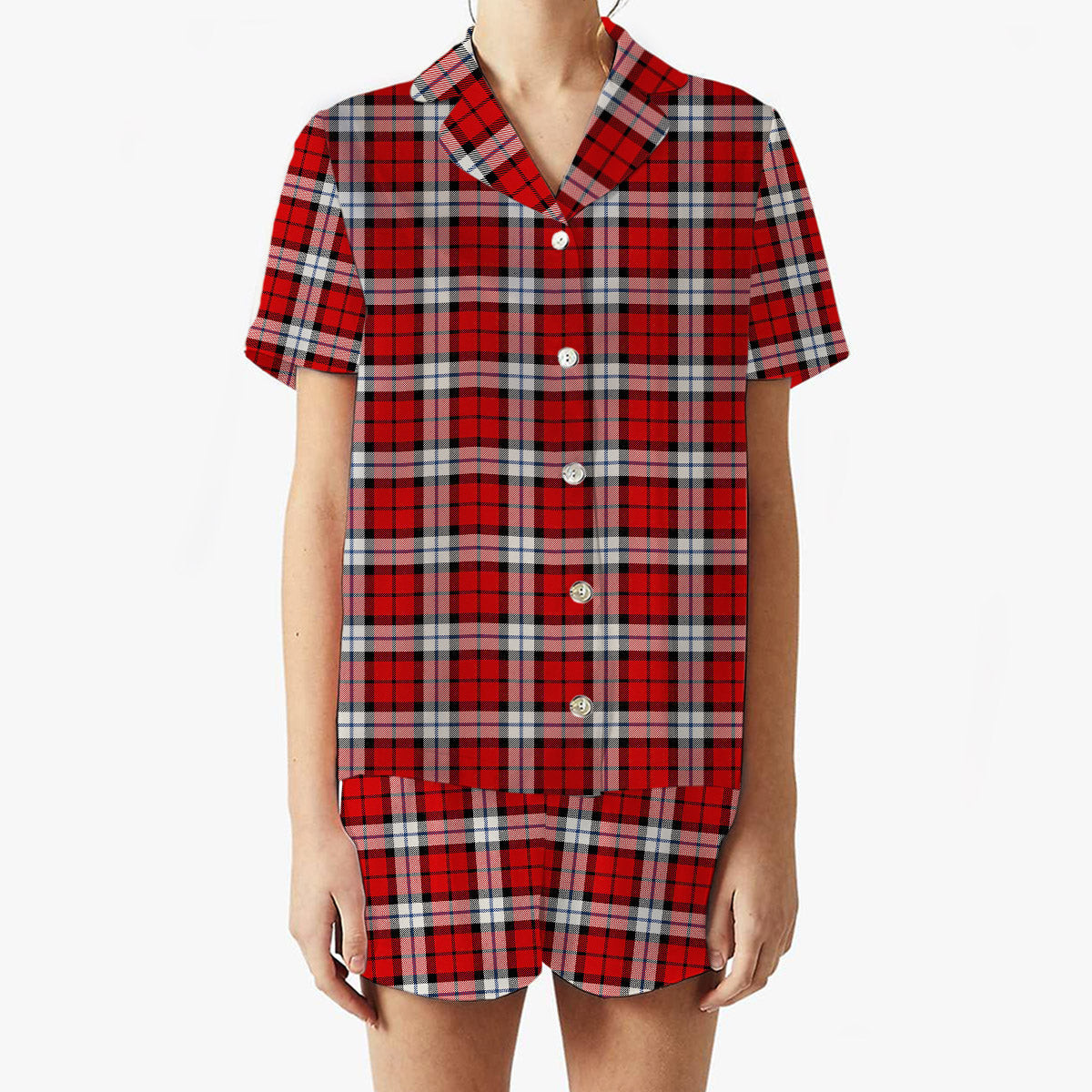 ScotsTee Shop Scottish Brodie Dress Modern Women's Short Sleeve Short Set Tartan Pyjama Set