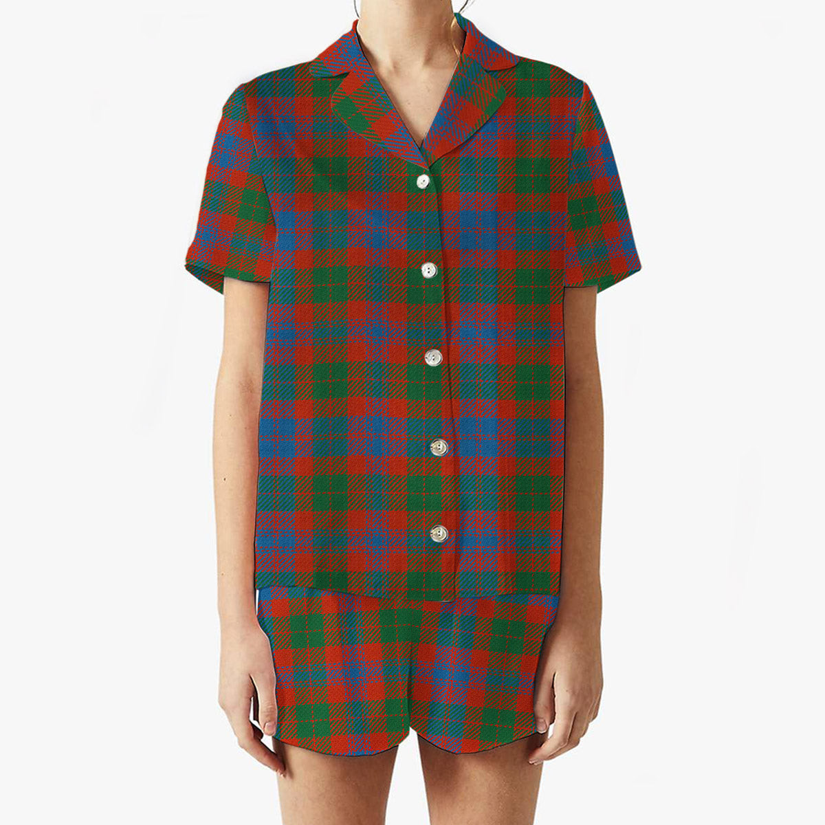 ScotsTee Shop Scottish Black Watch Pipe Band Ancient Women's Short Sleeve Short Set Tartan Pyjama Set