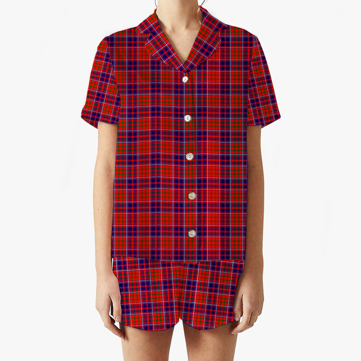 ScotsTee Shop Scottish Cameron of Lochiel Modern Women's Short Sleeve Short Set Tartan Pyjama Set