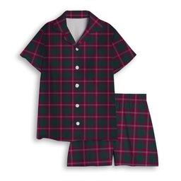 ScotsTee Shop Scottish Crawford Red Modern Women's Short Sleeve Short Set Tartan Pyjama Set