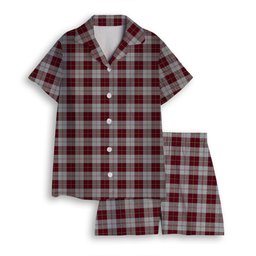 ScotsTee Shop Scottish Cunningham Dress Burgundy Dance Women's Short Sleeve Short Set Tartan Pyjama Set