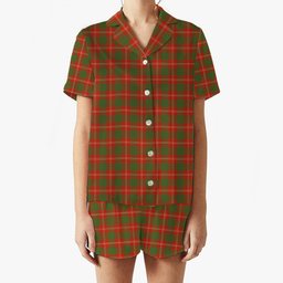 ScotsTee Shop Scottish Crawford Red Ancient Women's Short Sleeve Short Set Tartan Pyjama Set