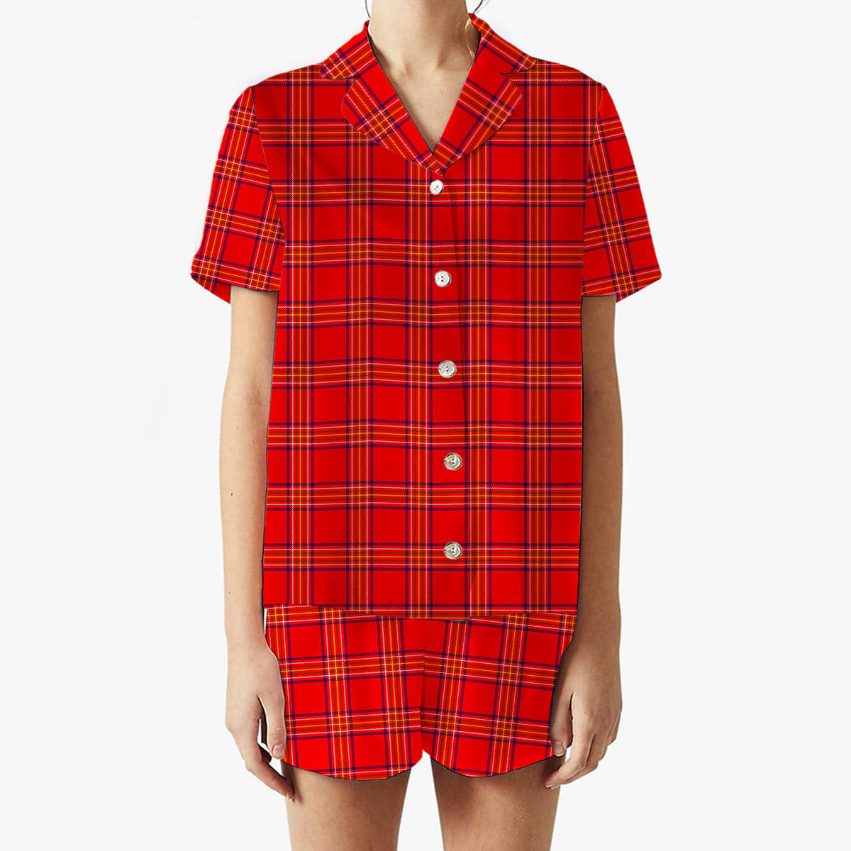 ScotsTee Shop Scottish Burnett Modern Women's Short Sleeve Short Set Tartan Pyjama Set