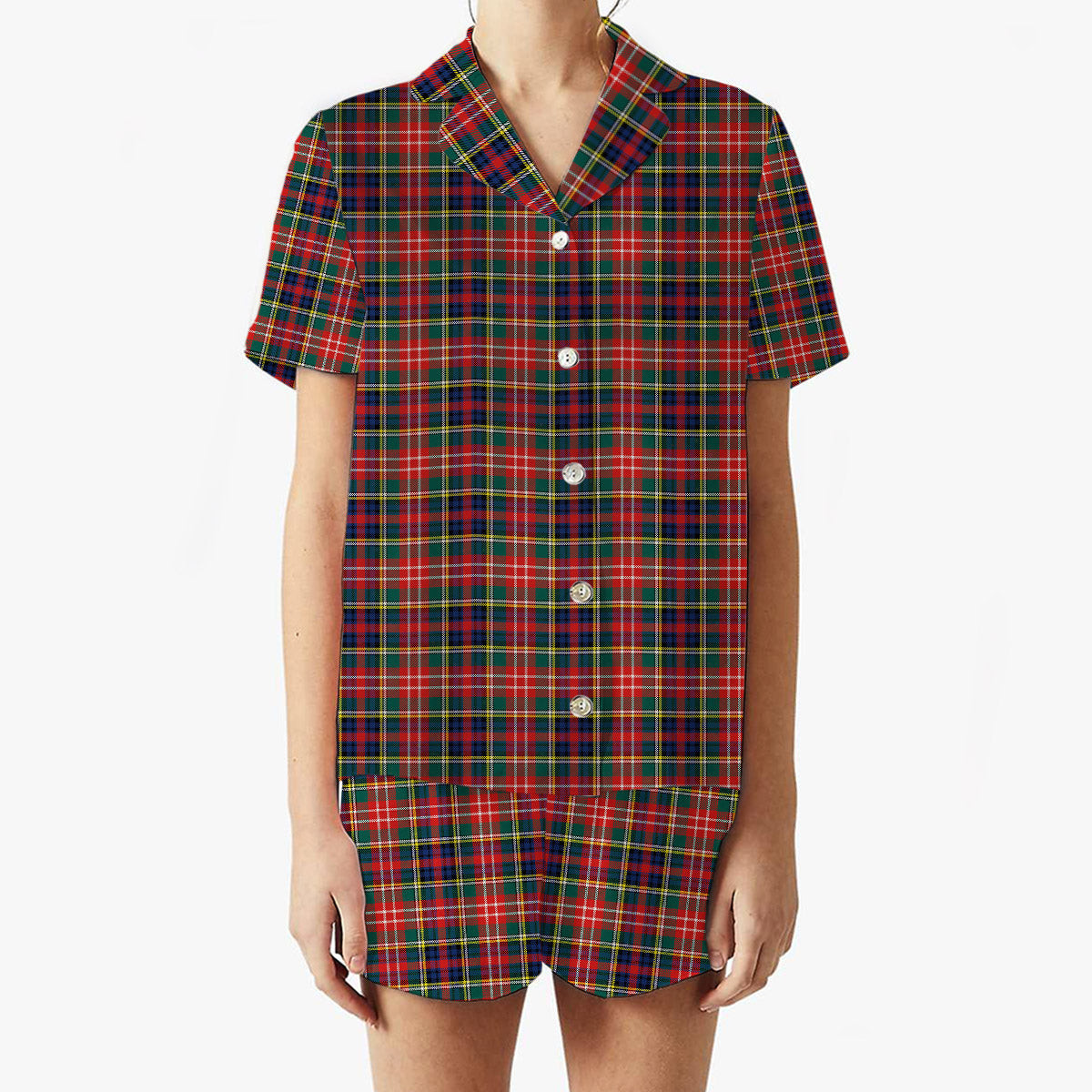 ScotsTee Shop Scottish Christie Modern Women's Short Sleeve Short Set Tartan Pyjama Set