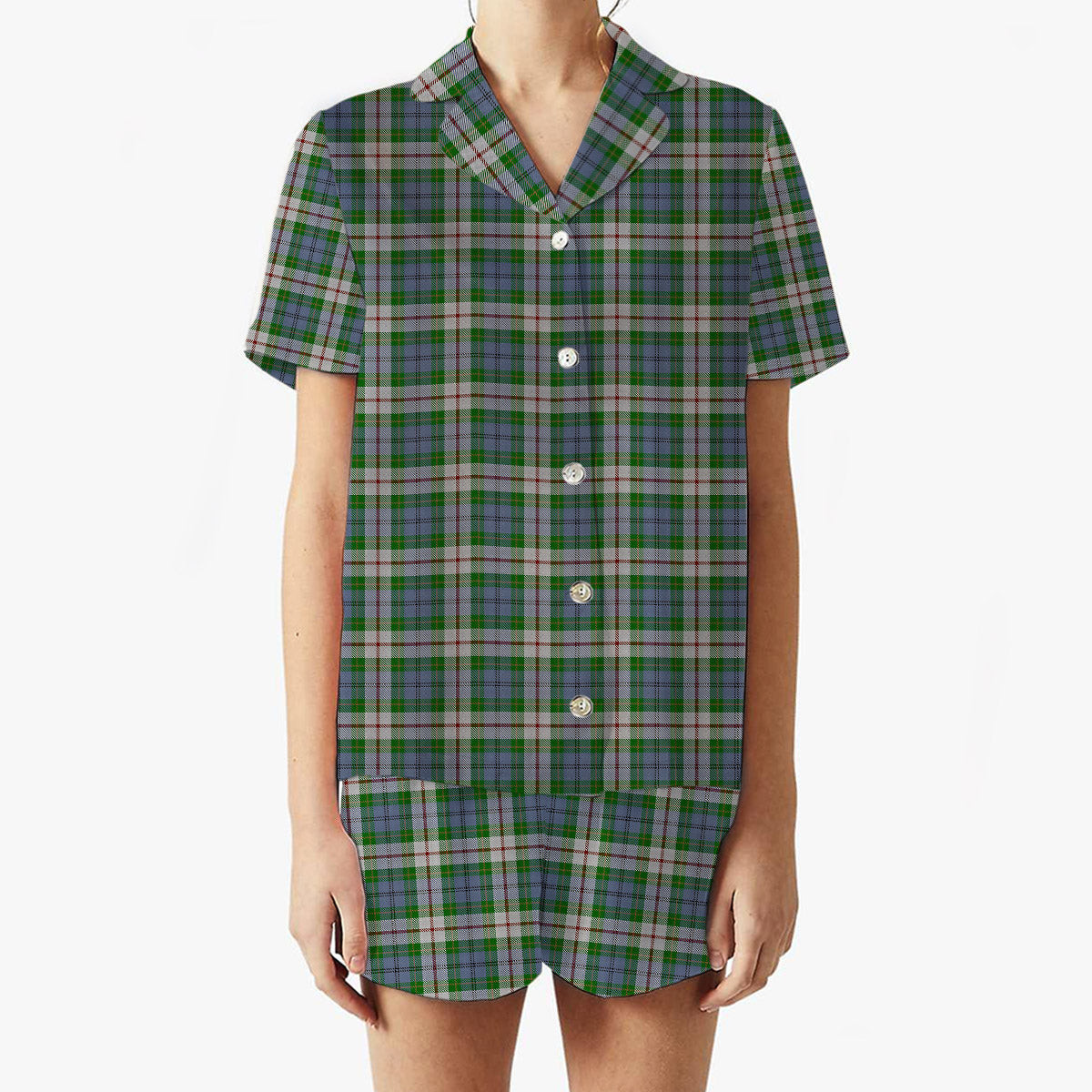 ScotsTee Shop Scottish Coulter Dress Women's Short Sleeve Short Set Tartan Pyjama Set