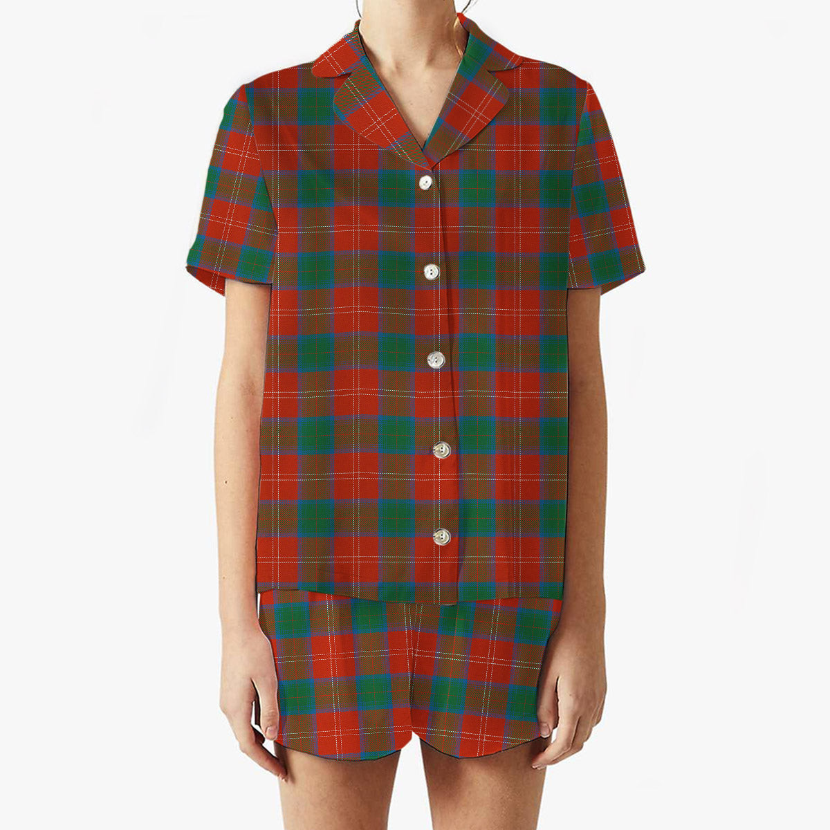ScotsTee Shop Scottish Chisholm Ancient Women's Short Sleeve Short Set Tartan Pyjama Set