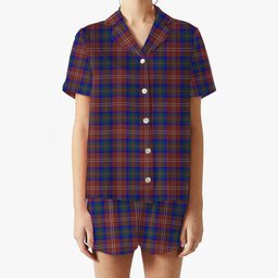 ScotsTee Shop Scottish Chisholm Hunting Modern Women's Short Sleeve Short Set Tartan Pyjama Set