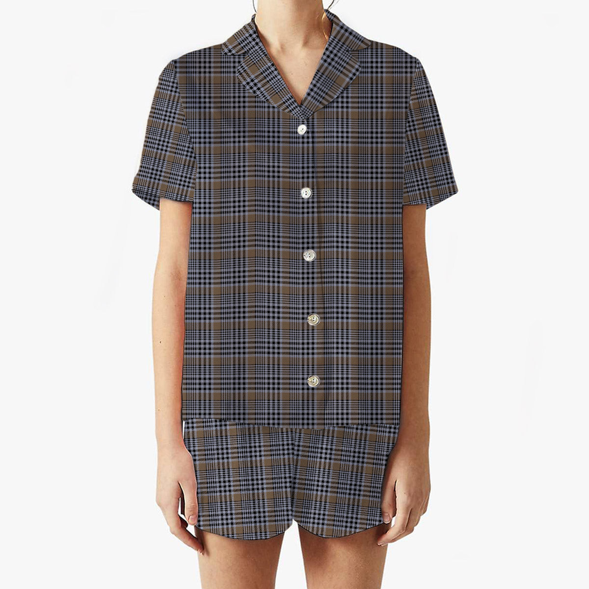 ScotsTee Shop Scottish Carnegie Check Ancient Women's Short Sleeve Short Set Tartan Pyjama Set