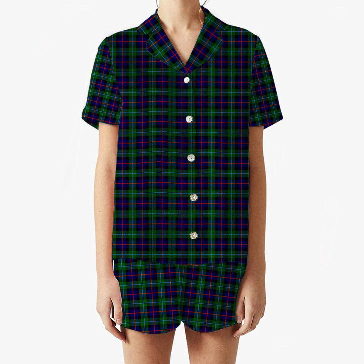ScotsTee Shop Scottish Calder Modern Women's Short Sleeve Short Set Tartan Pyjama Set