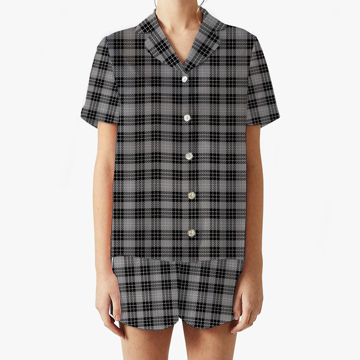 ScotsTee Shop Scottish Clan Hamilton Society Women's Short Sleeve Short Set Tartan Pyjama Set