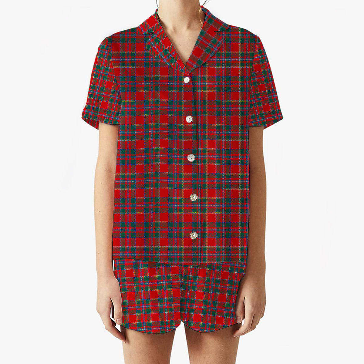 ScotsTee Shop Scottish Drummond of Perth Modern Women's Short Sleeve Short Set Tartan Pyjama Set