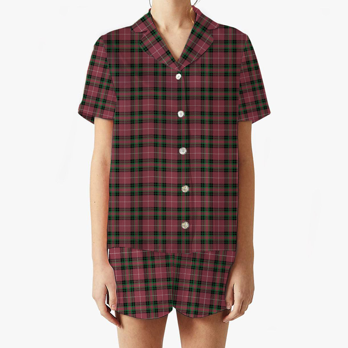 ScotsTee Shop Scottish Galbraith Maroon Ancient Women's Short Sleeve Short Set Tartan Pyjama Set