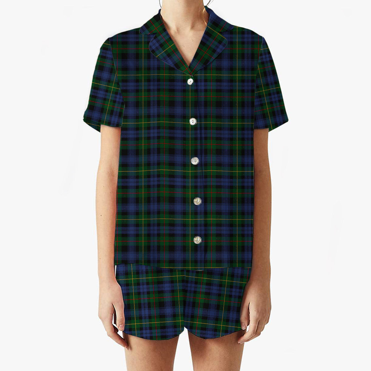 ScotsTee Shop Scottish Farquharson Vestiarium Scoticum Women's Short Sleeve Short Set Tartan Pyjama Set